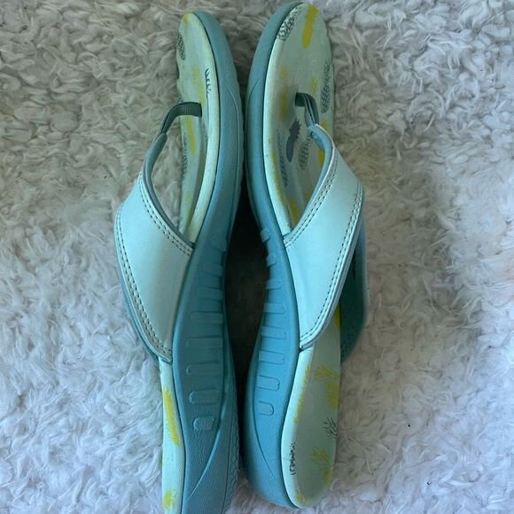 Spenco aqua blue Yumi Fruitopia Orthotic Slip On pineapple Thong Sandals… - Picture 6 of 8